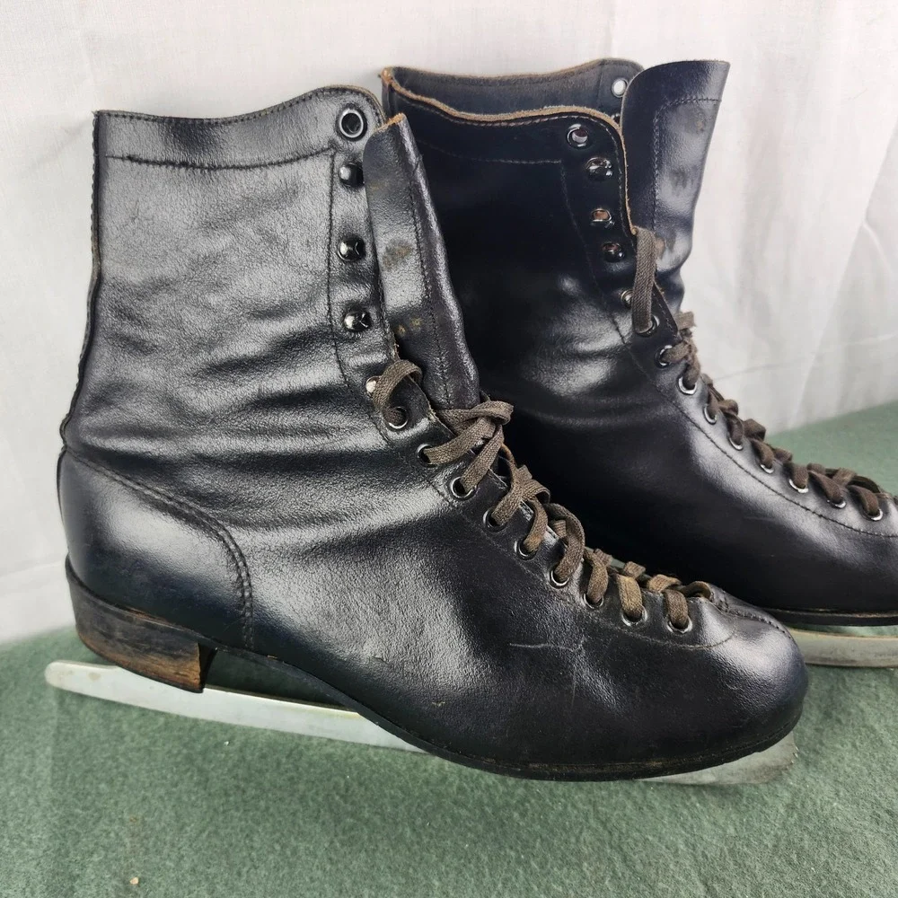 Vintage 1970s/1980s Icecablades Black Leather Ice Skates Canada Size‎ 11